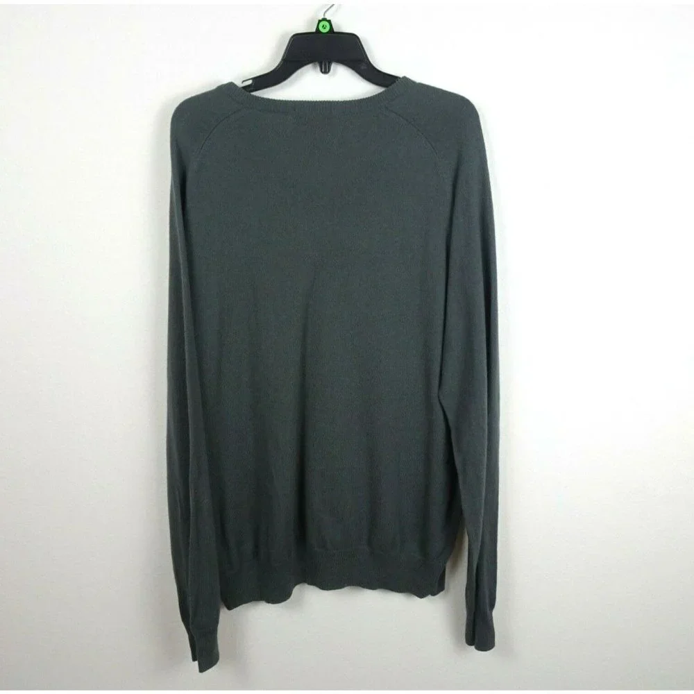 J. Crew Men's Sweater V-Neck Cotton Cashmere Gray Pullover Preppy Long Sleeve XL